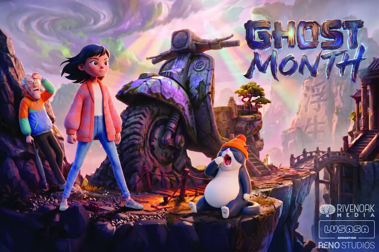 Ghost Month characters in a fantastical landscape