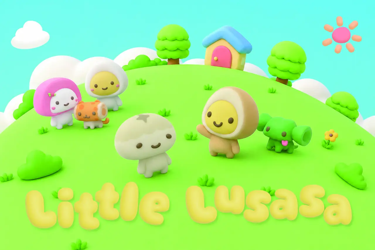 Little Lusasa characters exploring a bright green hill